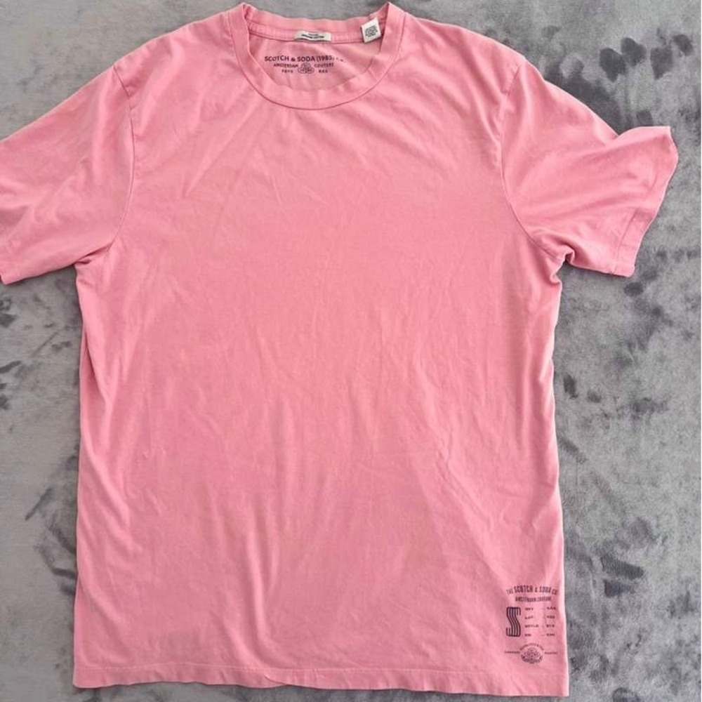 Scotch & Soda Men's Large T-Shirt Pink Organic Cotton Amsterdam Couture Graphic - Picture 4 of 6